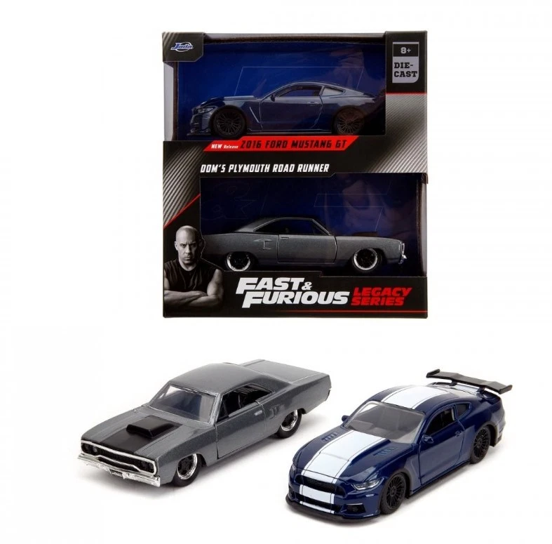 JADA TOYS, FORD Mustang GT et PLYMOUTH Road runner Fast & Furious, échelle 1/... - Photo 1/1
