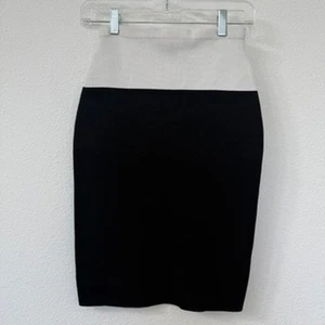 NARCISO RODRIGUEZ Colorblock Pencil Skirt Black White Knit Minimalist Size 38 S - Picture 1 of 6
