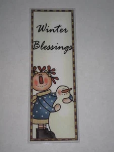 PRIMITIVE LAMINATED BOOKMARK RAGGEDY ANN WINTER BLESSINGS - PLP4 - Picture 1 of 1