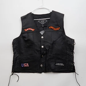 Live to Ride Motorcycle Vest NWT Genuine Leather Patches Rider Size 3XL - Picture 1 of 9