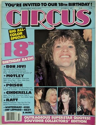 Circus Magazine October 1987 Bon Jovi, Motley Crue, Poison, Cinderella,Ratt,KISS - Image 1 of 4