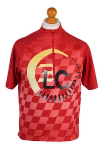 Cycling Shirt Jersey Top T shirt 90s Retro Red Size L -CW0638 - Picture 1 of 4