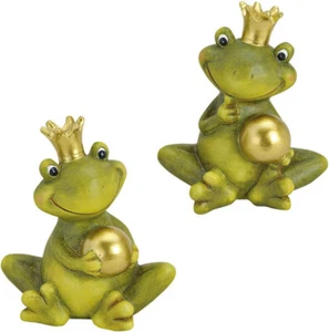 Froschkönig, 2er Set, mit goldener Kugel aus Keramik, Gartenbereich, Dekoration - Bild 1 von 1