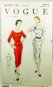 Vogue 8272 Patrón de Costura Vestido Delgado Plegado de Fábrica Talla 14/32 Una Pieza De Colección - Imagen 1 de 3