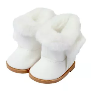 Süße weiße Plüsch Schneestiefel für 18 Zoll Puppe American Girl OG Winterschuhe - Bild 1 von 1