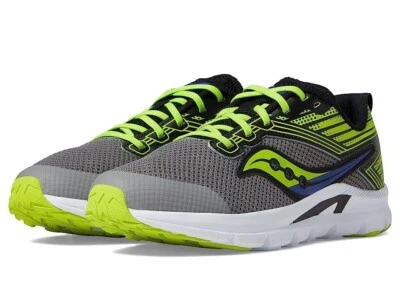 Tênis Saucony Kids Axon cinza/limão/preto masculino 2587 tamanho 4 crianças grandes - Imagem 1 de 3