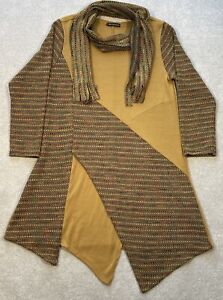New Collection Patchwork Top Tunic Long Sleeve Made In Italy Asymmetric Scarf