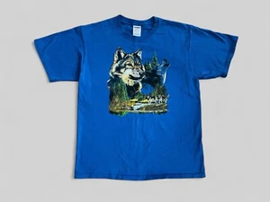 Y2K Howling Wolf Pack T-Shirt Outdoor Forest Nature Wildlife Unisex Youth L/XL - Picture 1 of 4