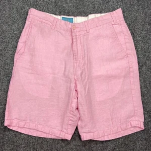 Castaway Nantucket Island Shorts Men 32 Pink Linen Flat Front Nine Inch Inseam - Picture 1 of 14
