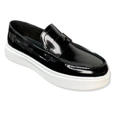 Europe Style Mens Slip on Loafer Thick Soled Real Leather Rivets Casual Shoes Sz - Image 1 of 4