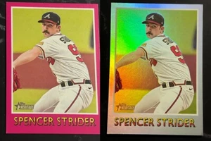 Spencer Strider 2 Karten Lot PLATINUM FOIL SSP und Base 2024 Topps Heritage 75BS17 - Bild 1 von 5