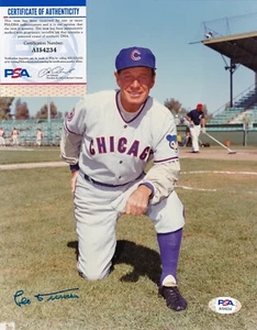 LEO DUROCHER CHICAGO CUBS PSA AUTHENTICATED ACTION SIGNED 8x10 - Picture 1 of 1