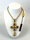 AUTHENTIC CHANEL COCO MARK CROSS CHAIN NECKLACE GOLDTONE VINTAGE