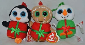 Ty Beanie Babies Set di 3 Holiday SWEETSY-SHIVERS-CHILL 3,5" Clip Chiave RITIRATA - Foto 1 di 1