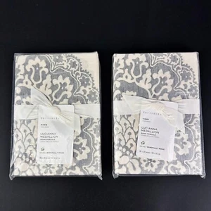 2x New Pottery Barn "Lucianna Medallion" KING Sham 20"x36" Gray Organic Cotton - Picture 1 of 4
