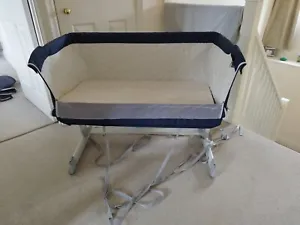 Babylo Cozi sleeper bedside crib side cot navy blue USED - Picture 1 of 8