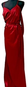 Cinderella Devine Off Shoulder Satin Wrap Dress Size XXL Red Wine Formal Gown - Picture 1 of 14