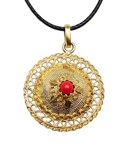 collana girocollo ciondolo bottone artigianato filigrana sardo Sardegna argento - Foto 1 di 4