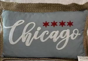 Hals bestickt Chicago Kissen mit geflochtenem Seil Bordüre, 12" x 20" - Bild 1 von 3