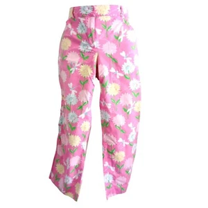 Lilly Pulitzer Floral Pink Cropped Pants Womens Size 4 Cotton/Spandex Blend - Picture 1 of 5