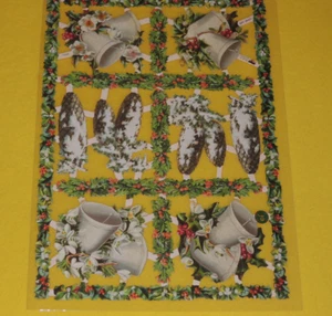 1x Poesiebilder Oblaten 7420 Weihnachten Glanzbogen GLOCKEN Zapfen Bordüren schn - Picture 1 of 1