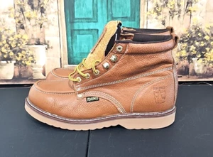 Mens Rhino 62M26 Tan Leather 6" Soft Toe Moc Toe Lace Up Work Boots - Picture 1 of 8