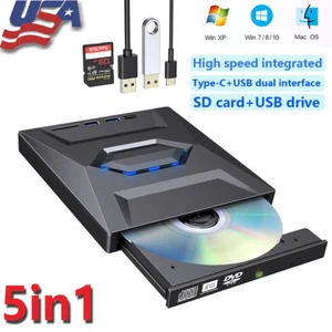 Slim External CD DVD RW Drive USB 3.0 Writer Burner Player Black For Laptop PC - Picture 1 of 20