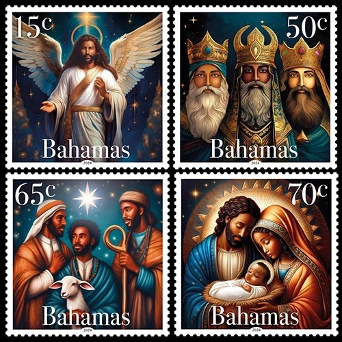 Bahamas 2024 - Christmas Art - Set of 4 Stamps - MNH - Image 1 of 1