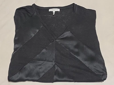 Sandro Paris Linen/Silk V-Neck Lightweight Diagonal Pattern Semi-Sheer Top SZ 2 - Image 1 of 4