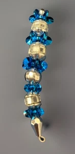 Vintage Christmas Blue Silver Beaded Plastic Icicle Ornaments Handmade Lot 21 - Picture 1 of 9