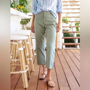 Pantalones Frank & Eileen Lino Dobladillo Crudo Verde Oliva 8 Boho Algodón Mezcla Lino Talla 8 - Imagen 1 de 11