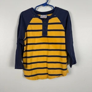 Hanna Andersson Boys 100 4 Long Sleeve Pullover Shirt Cotton Stripe Fall School - Picture 1 of 4