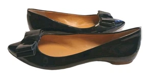 J Crew Damenschuhe Größe 8,5 schwarz flach Kunstleder Schleife romantisch gebraucht, in einwandfreiem Zustand      - Bild 1 von 10