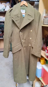 Gabardina de la Era de la Guerra de Vietnam 1967 Ejército Australiano Abrigo Militar de Lana Caqui AF - Imagen 1 de 22