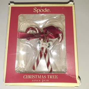 Spode Porzellan rot weiß gestreift Zuckerstange 3,5" hoch Ornament mit Box - Bild 1 von 5