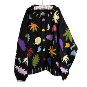 Vintage Christine Foley Girls Colorful Leaves Cotton Cardigan Sweater Size 10/12 - Picture 1 of 13