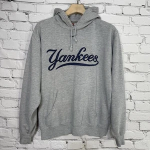 Vintage NIKE TEAM New York Yankees Baseball Hoodie Gray M Center Swoosh Y2K Rare - Picture 1 of 23