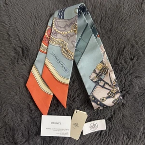 Hermès Twilly Scarf Fall/Winter 2024 Grand Apara Orange Blue - Picture 1 of 3