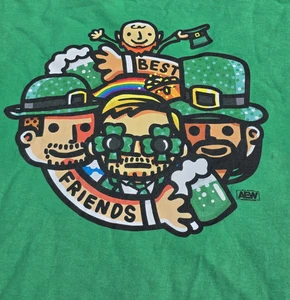 AEW Wrestling Maglietta Verde Migliori Amici St. Patricks Trifoglio XXL *Ha Macchia* - Foto 1 di 12