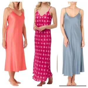 MARLON DAMAS MELOCOTÓN AZUL ROSA CORAZÓN SATINADO LARGO CHEMISE CAMISÓN UK TALLAS 8-26 - Imagen 1 de 4