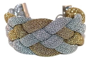 Adami and Martucci Silver and Gold Mesh Braided Bracelet - Picture 1 of 3