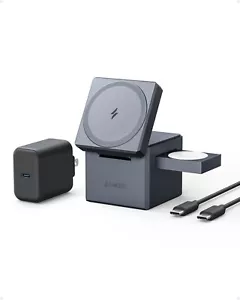 Anker 3-in-1 Cube MagSafe Fast Charging Wireless Charger for iPhone&Apple Watch - Picture 1 of 12