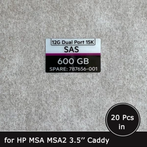 20 Stck. J9V70A 787656-001 MSA 8TB SAS 3,5 Zoll HDD Caddy Tray Etikett Aufkleber für HPE - Bild 1 von 1