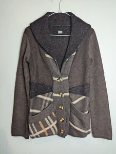 Anthropolgie Handcut by Preloved Lagenlook Large Reclaimed Wool Cardigan Sweater - Picture 1 of 10
