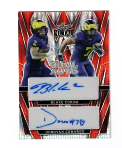 Blake Corum & Donovan Edwards 2024 Leaf Metal Dual Auto #d 1/1 - Picture 1 of 2