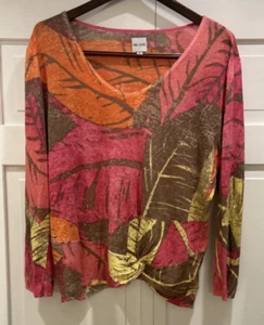 Nic + Zoe Women's Size XL Abstract Colorful Long Sleeve Blouse Top - Picture 1 of 5