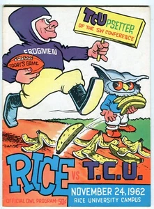 1962 TCU Horned Frogs @ Rice Owls Program Chase EX/MT 99546 - Imagen 1 de 4