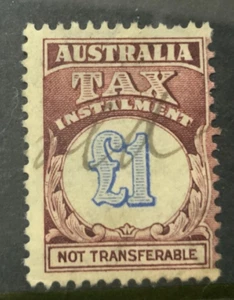 AUSTRALIAN TAX INSTALMENT: 1 POUND PURPLE BROWN AND BLUE USED- - - - Picture 1 of 1
