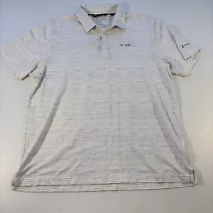Polo Travis Mathew uomo XL bianca a righe sbiadite golf logo campo usata in ottime condizioni! - Foto 1 di 9