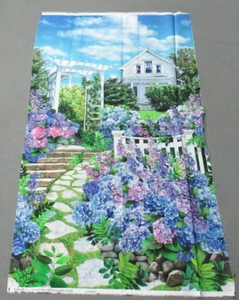Michael Miller quilt-craft fabric HYDRANGEA COTTAGE PANEL 2/3 yd (dcx-11765) WoW